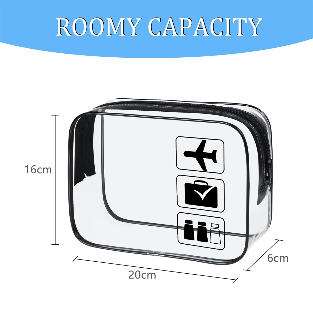 Borsa da viaggio da viaggio approvata TSA da toilette trasparente da 1 pezzo, borsa conforme per accessori per l'aviazione dell'aeroporto, dimensioni Quart da donna e M