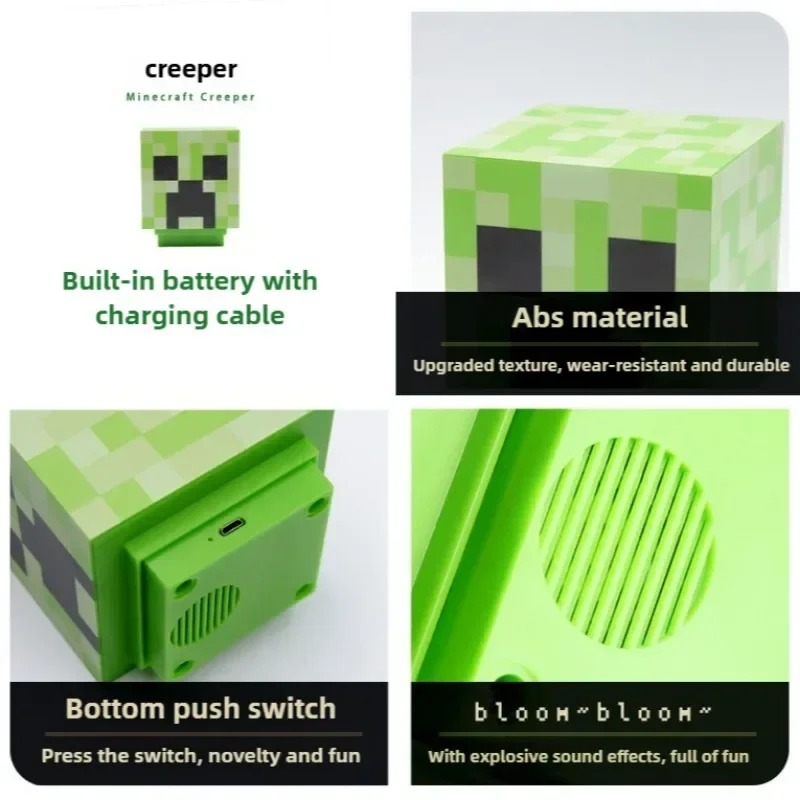 MC game Creeper Night Lamp Block Creative Button Light Toy Game LED Home Bedroom Desktop Decoration Bedside Lamp Ornaments