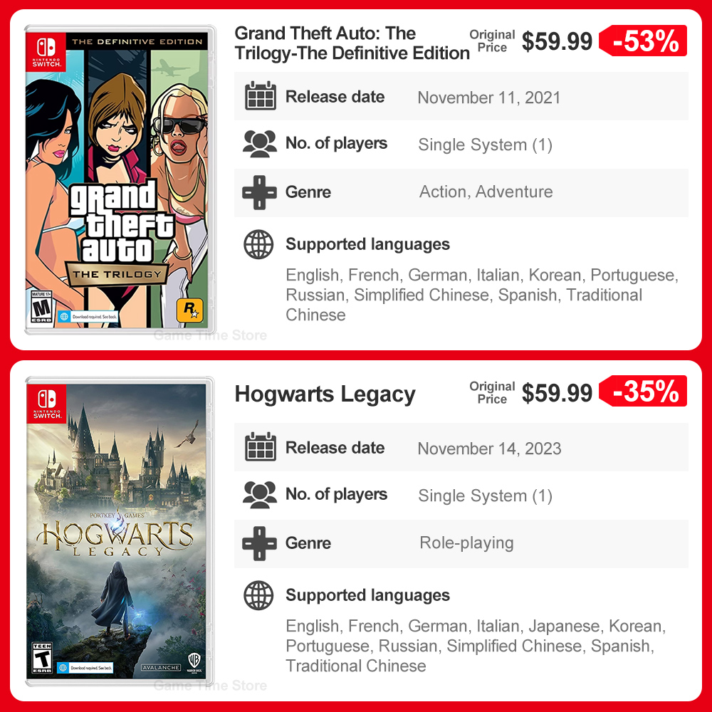 Juegos Nintendo Switch Games Ofertas Metroid Dread Astral Chain GTA Grand Theft Auto Hogwarts Legacy Xenoblade 3 Prince Persia