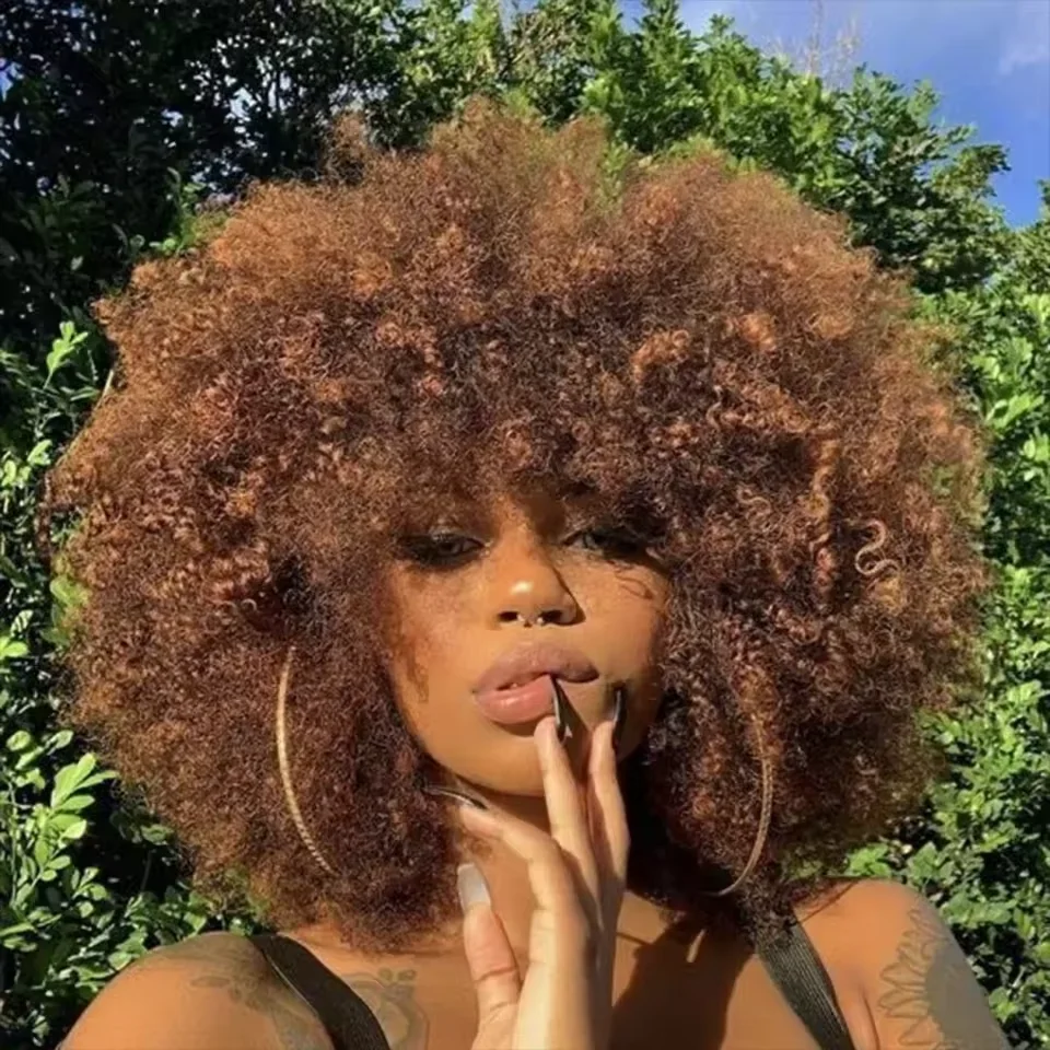 Qvr curto afro kinky encaracolado perucas com franja para mulheres fofo curto afro encaracolado perucas de cabelo humano 180% densidade completa máquina cabelo