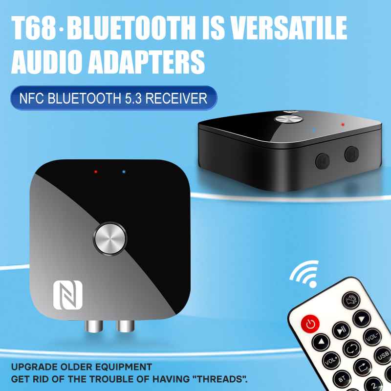 Ricevitore audio NFC Bluetooth 5.3 3,5 mm AUX R/L RCA Stereo Lossless HIFI Adattatore wireless per musica USB U-Disk Riproduzione telecomando