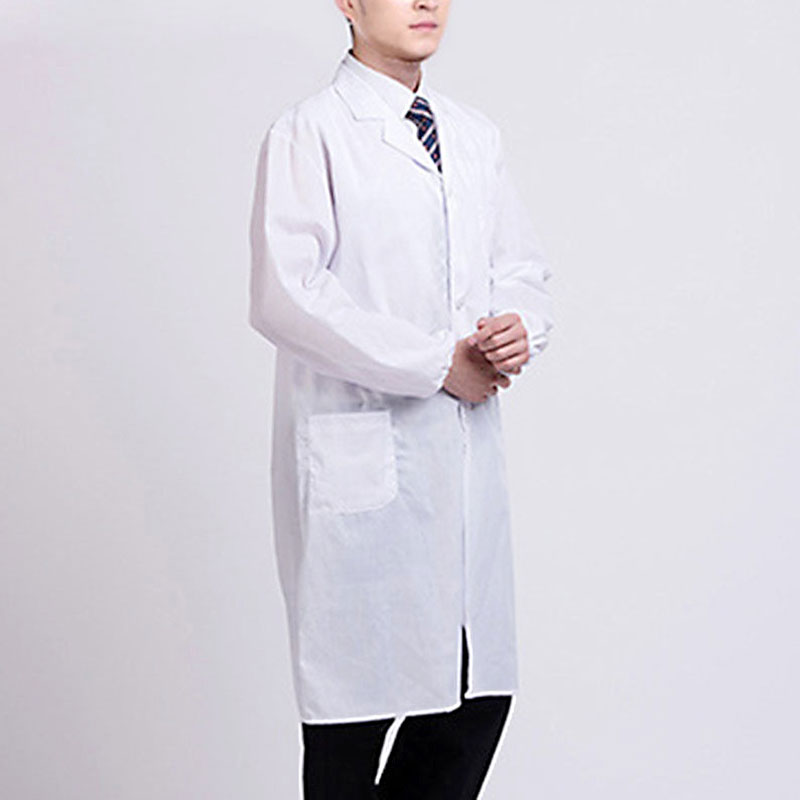 Unisex Long Sleeve White Coat Medical Nurse Doctor Uniform Thin Breathable Work Clothes Food Factory Professional Work Uniform