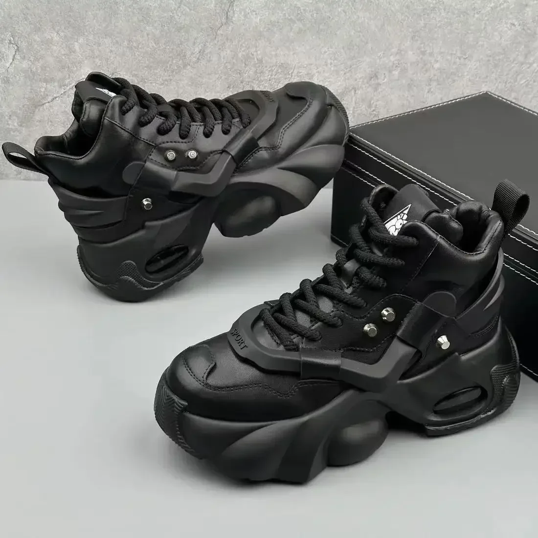 Zapatos de hombre, zapatillas informales de lujo para hombre, botas de plataforma cómodas para hombre, zapatillas altas transpirables con aumento de altura para hombre