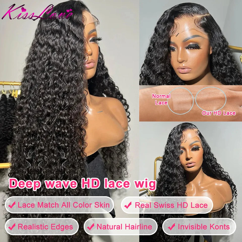 Parrucche a onde profonde 13x 6/13x4 HD Trasparente Anteriore Del Merletto Parrucche Dei Capelli Umani 360 Parrucca Frontale Del Merletto Dei Capelli Umani Curly 5x5 HD Parrucche di Chiusura Del Merletto