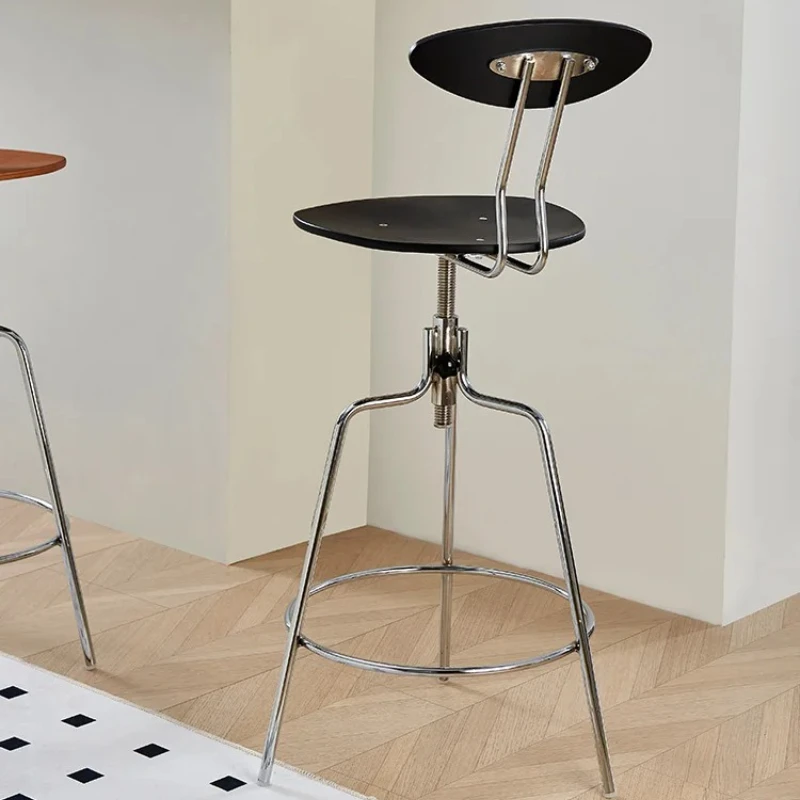 New Nordic Swivel Bar Chair  with Footrest  Adjustable Height Counter Chair Retro Industrial Bar Furniture Comfortable Bar Stool