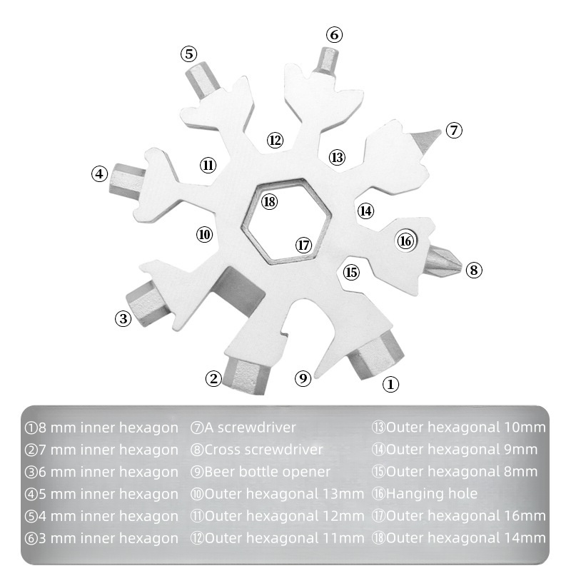 Multifunctional snowflake wrench  multifunctional portable snowflake wrench tool  multi-purpose hexagonal high carbon steel