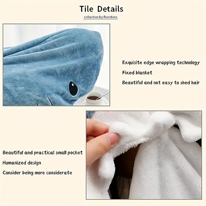 Manta de tiburón para adultos, mono con capucha, divertido saco de dormir para fiesta de sueño, invierno, cálido, nuevo, 1 unidad