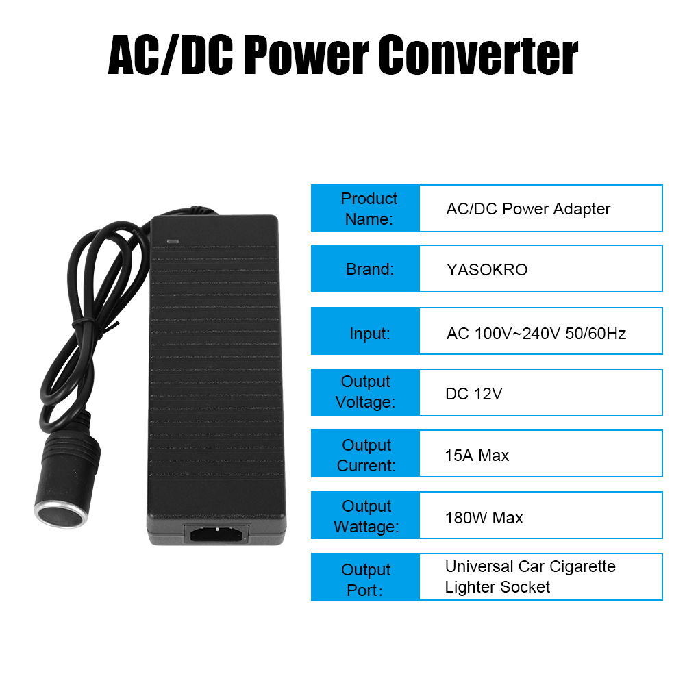 Fonte de isqueiro ue eua reino unido plug conversor de isqueiro 110v/ 220v para 12v 15a adaptador de alimentação ac/dc converter