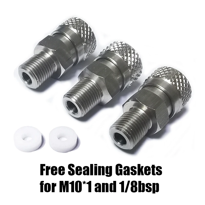 HPA Không Thép Không Gỉ 8Mm Nữ Nhanh Chóng Ngắt Sạc Adapter Cao 1/8BSPP 1/8NPT m10 * 1