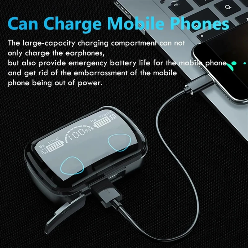 Cuffie Bluetooth wireless originali Cuffie Bluetooth con microfono Auricolari Caricabatterie Display a LED Auricolari Fone M10