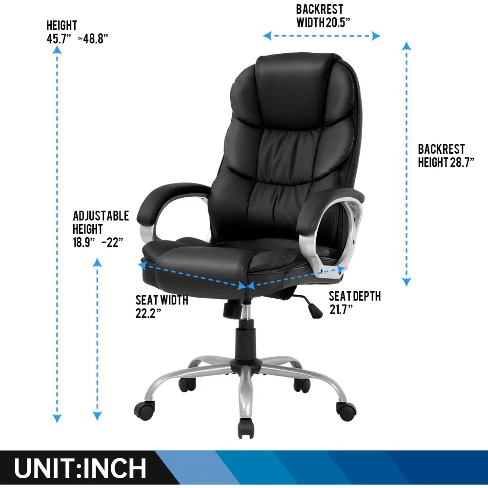 Office Chair ,High back ergonomic office chair, PU leather swivel work chair with armrests and lumbar support, Office Chair .