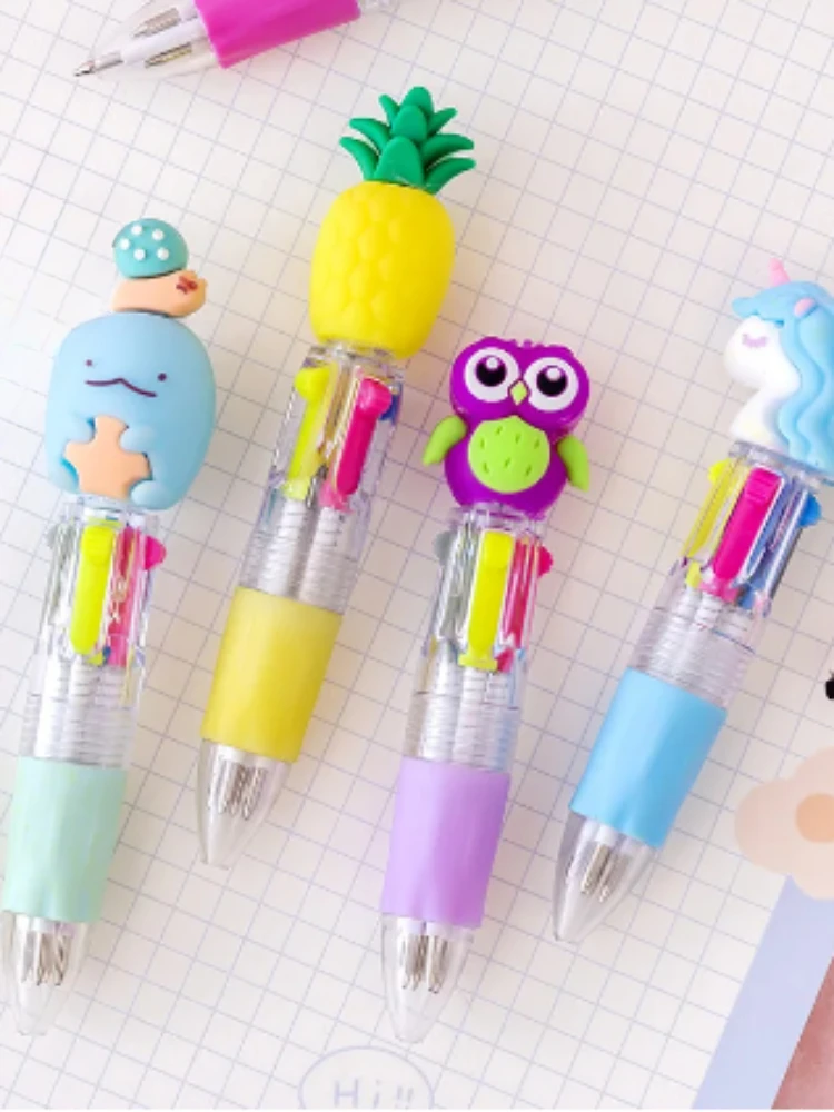 20 Teile/los Nette Cartoon 4 Farbe Mini Kugelschreiber KawaiiUnicorn Flamingo Versenkbare Schreibwaren Geschenk SchooOoffice Liefert