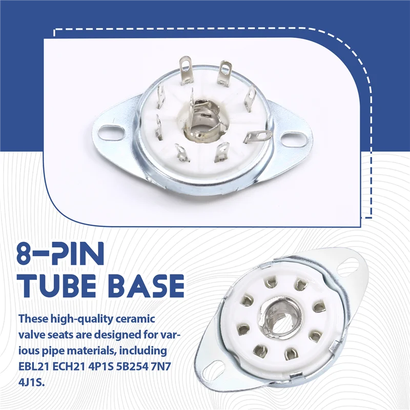 Shoppingstore 10Pcs 8PIN K8A Octal Tube Socket  Valve Base For EBL21 ECH21 4P1S 5B254 7N7 4J1S