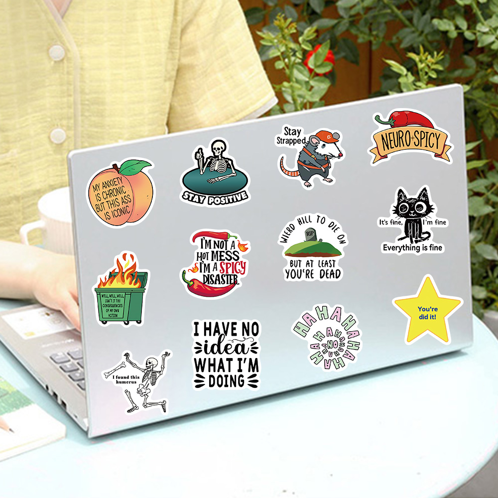 50pcs Funny Cartoon Snarky Cat MEME Stickers Decals Phone Scrapbook Skateboard Suitcase Refrigerator Graffiti Aesthetic Stickers