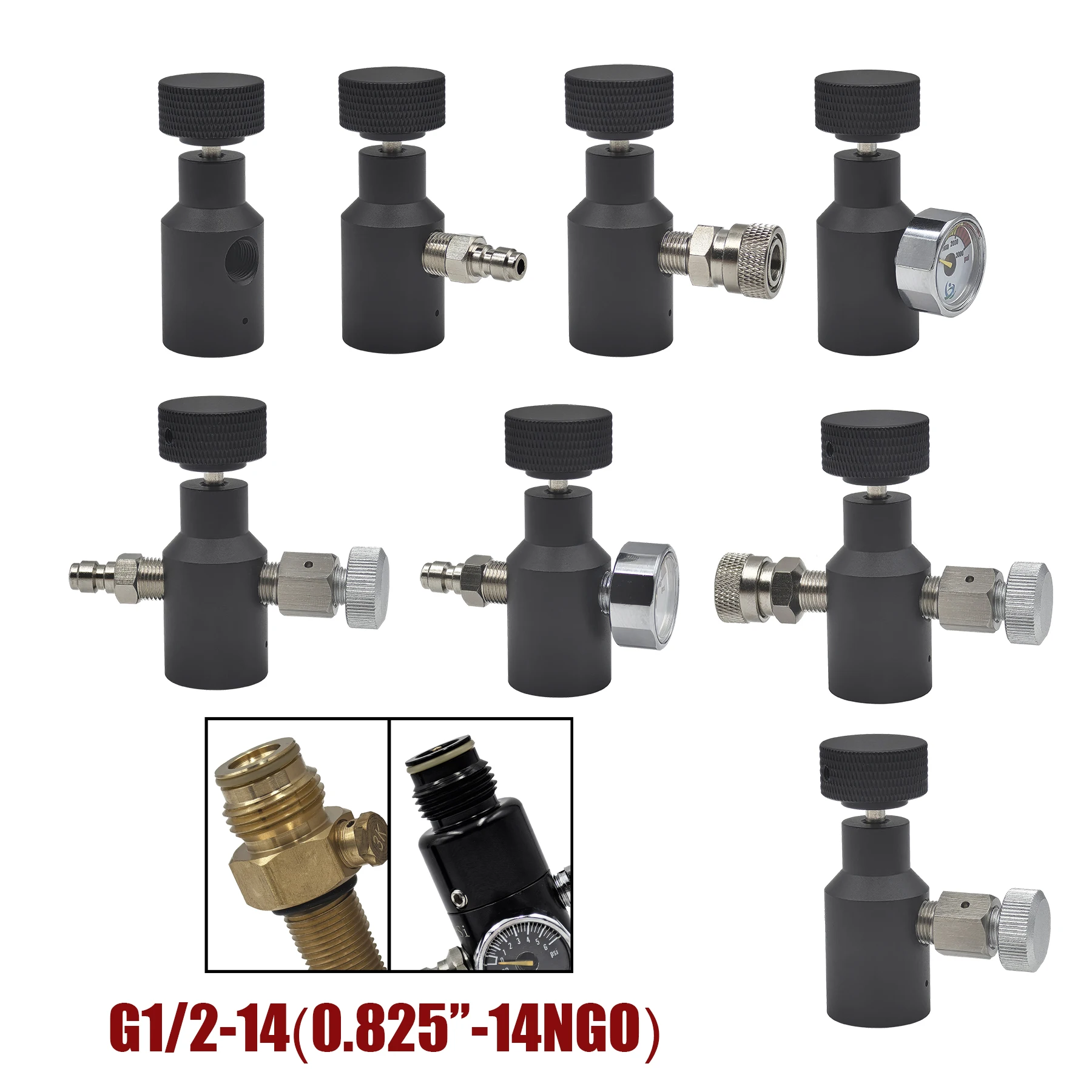 HPA Universal Fill Adapter Aluminum Alloy Accessories for Tank Coil Remote Hose Line Fit for G1/2-14 or 0.825"-14NGO Thread