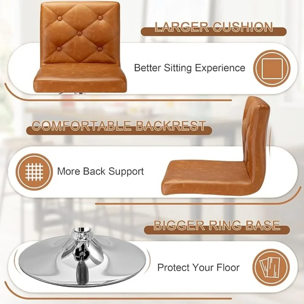Bar Stools Set of 4 Modern PU Leather Adjustable Bar Stools with Back 360° Swivel Bar Height Stools