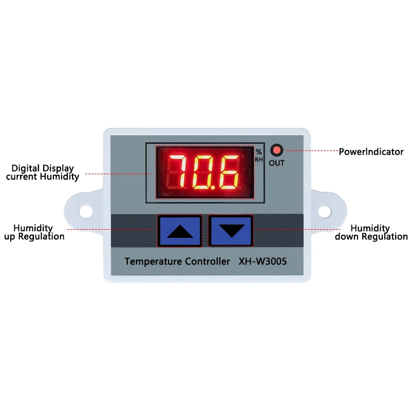 Controlador Digital de humedad W3005, 12V, 24V, 220V, instrumento, interruptor de control de humedad, higrómetro, sensor de humedad SHT20