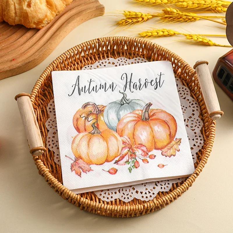 10/20 pz 33cm 2Ply ringraziamento zucca tovaglioli di carta colorati tovaglioli per feste tovagliette di carta decorativa farfalla carta barlet