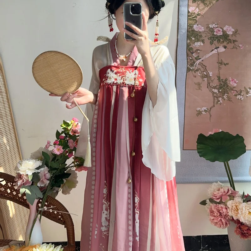 Chinesischen Stil Traditionelle Hanfu Kleid Set Tang-dynastie Langes Kleid Volkstanz Kostüm Fee Cosplay Alte Prinzessin Bühne Outfit