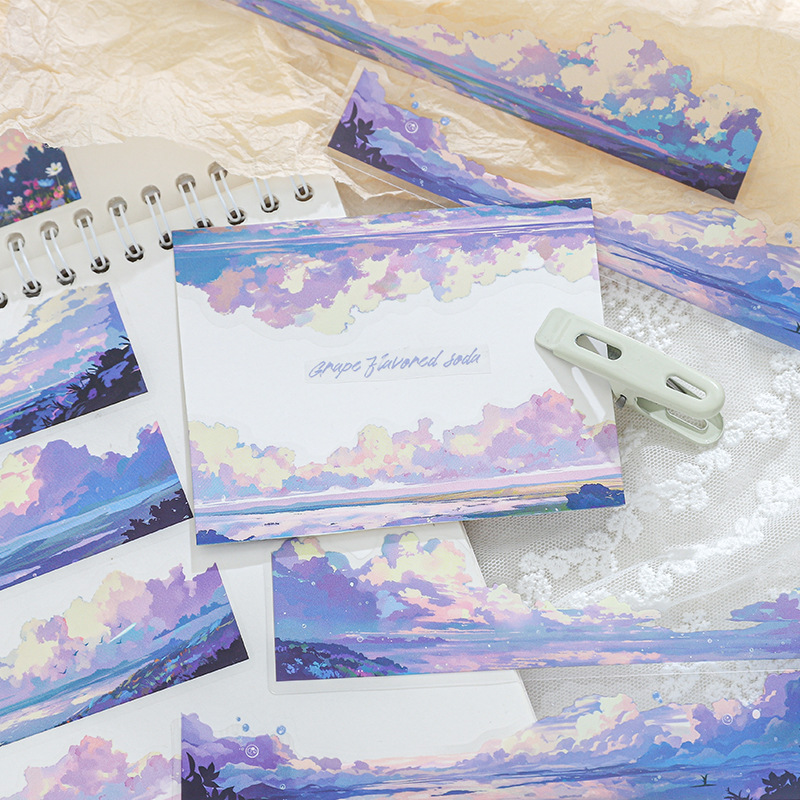 Mr. Paper, 6 Styles, 20pcs/pack, PET Long Strip Landscape Sticker Pack, Handmade Scrapbook Base Collage Decorative Stickers