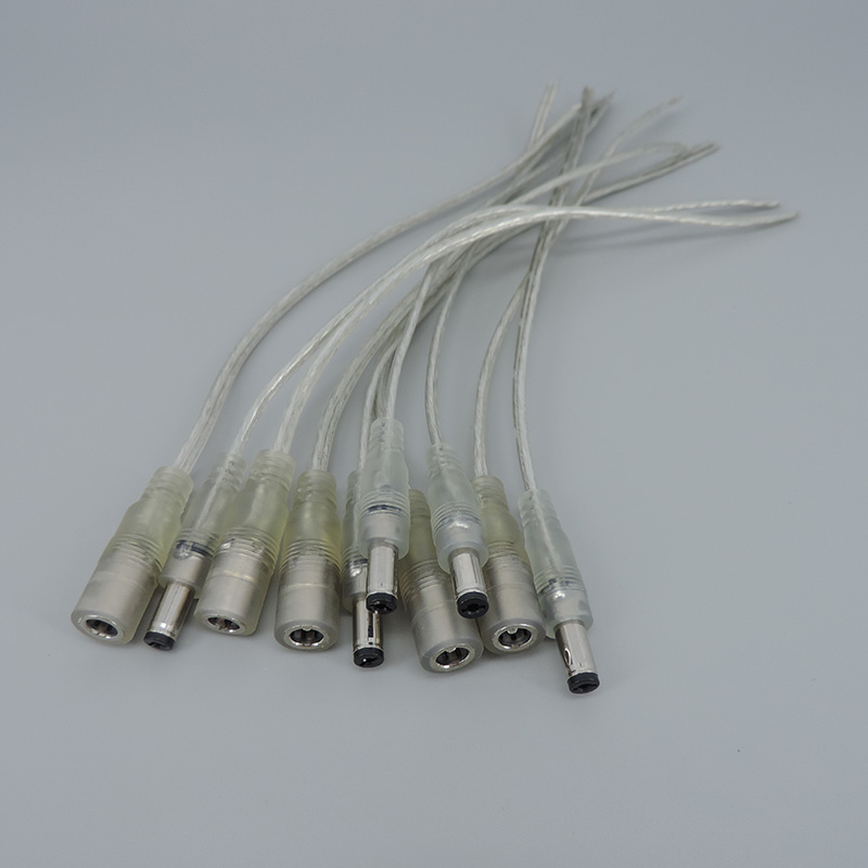 5pcs 20AWG 5A Transparent Wiee DC Female Male Power Adapter Pigtail Cable 12V Jack Extension Cord 0.2m