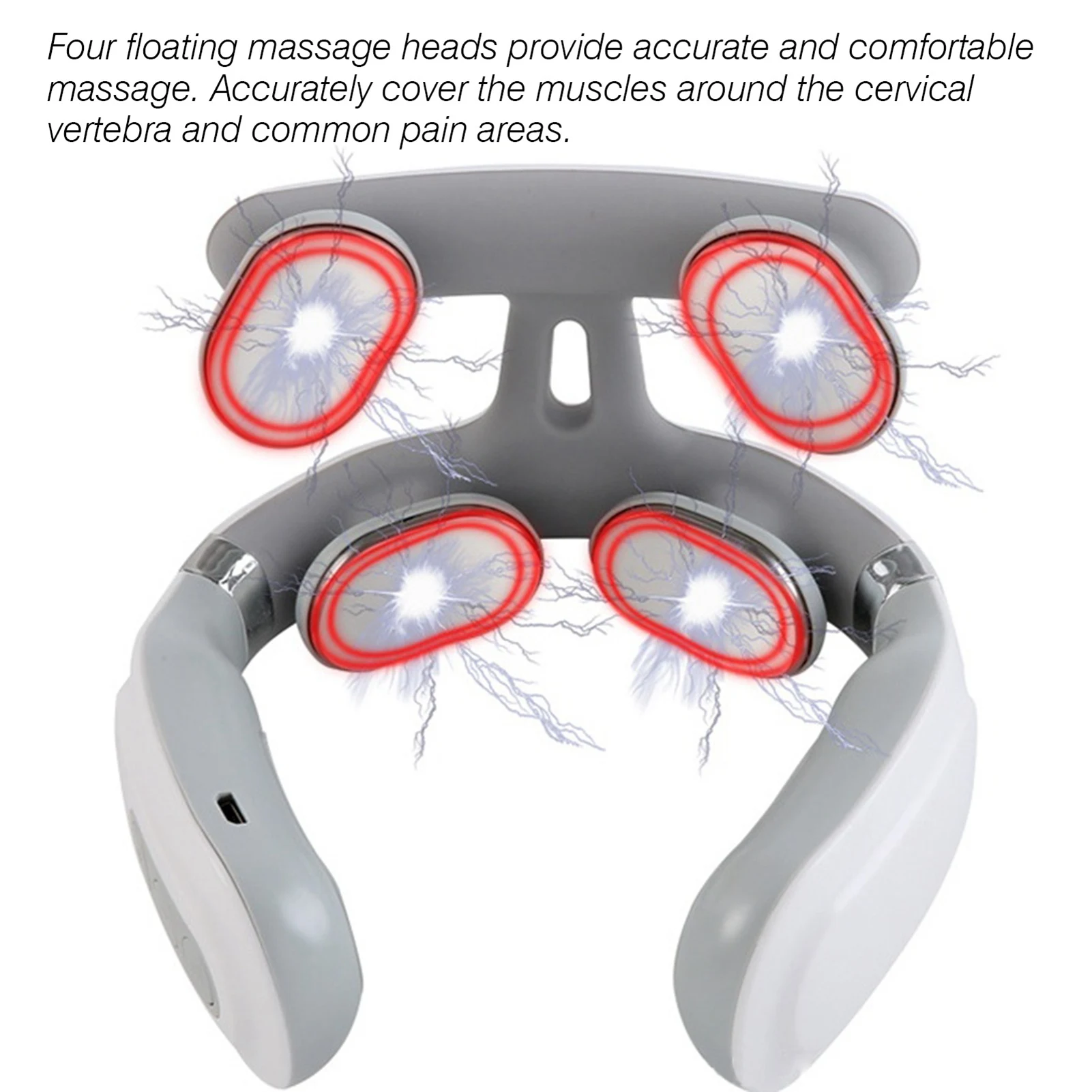 Cervical Massager 16 Modes USB Smart Pulse Heating 4 Head Neck Massager for Neck Tension