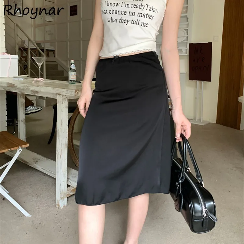 Faldas de sirena lisas para mujer, estilo americano, temperamento de lazo Retro, moda de calle alta, adelgazamiento, informal, combina con todo, diario, verano, acogedor