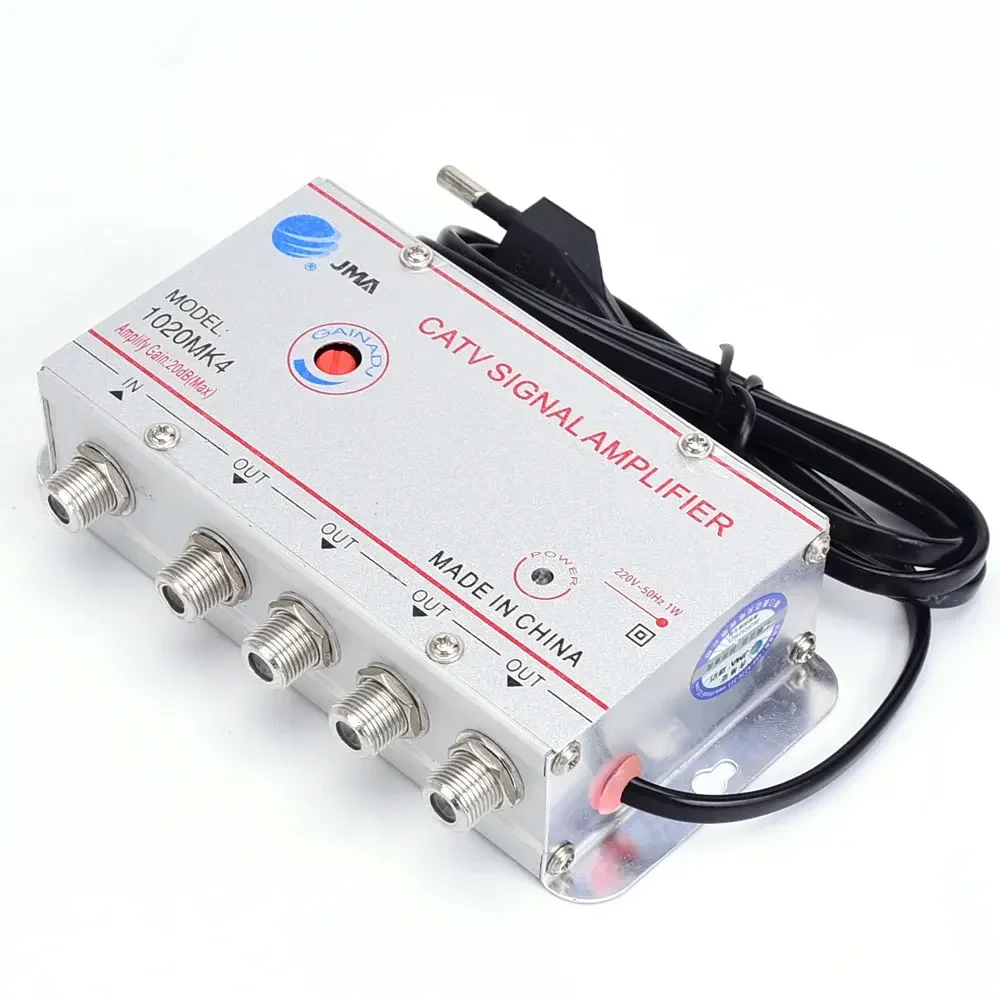 แอมพลิฟายเออร์สายเคเบิลทีวีเครื่องแยกสัญญาณ20dB เสาอากาศทีวีดิจิตอลอุปกรณ์ทีวีภายในบ้าน45MHz ถึง860MHz ปลั๊ก EU 220V