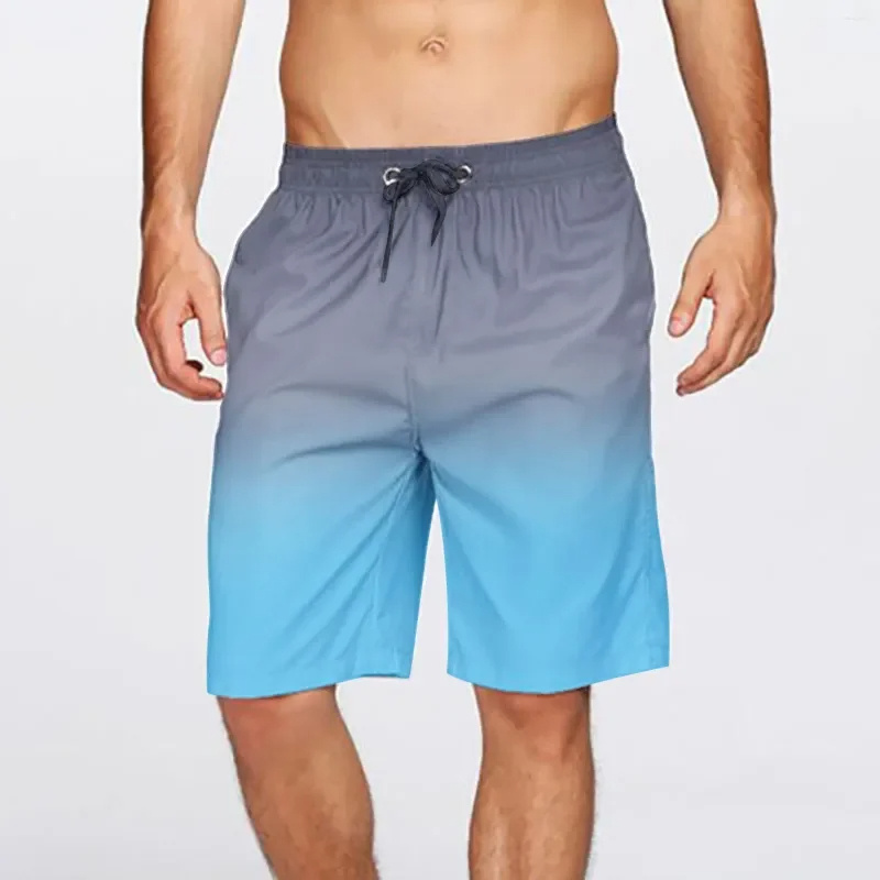 Badehose mit Farbverlaufsmuster für Herren, bunte 3D-gedruckte Strandshorts, lässige Sommermode, Hawaii-Urlaub, Surfbrettshorts