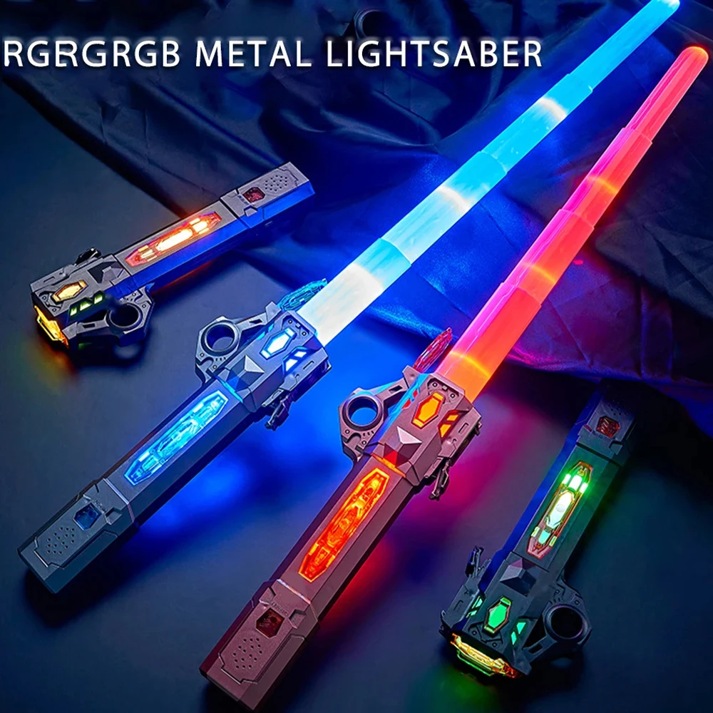 Spada luminosa colorata per bambini Giocattoli Spada laser musicale telescopica Decompressione rotante 2 in 1, oggetti di scena di Halloween