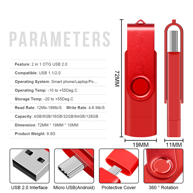 Metalen OTG 2 IN 1 Type C pen drive 128GB usb memory stick 4GB 8GB 32GB 64GB 128GB cle usb cle usb flash drive memoria usb