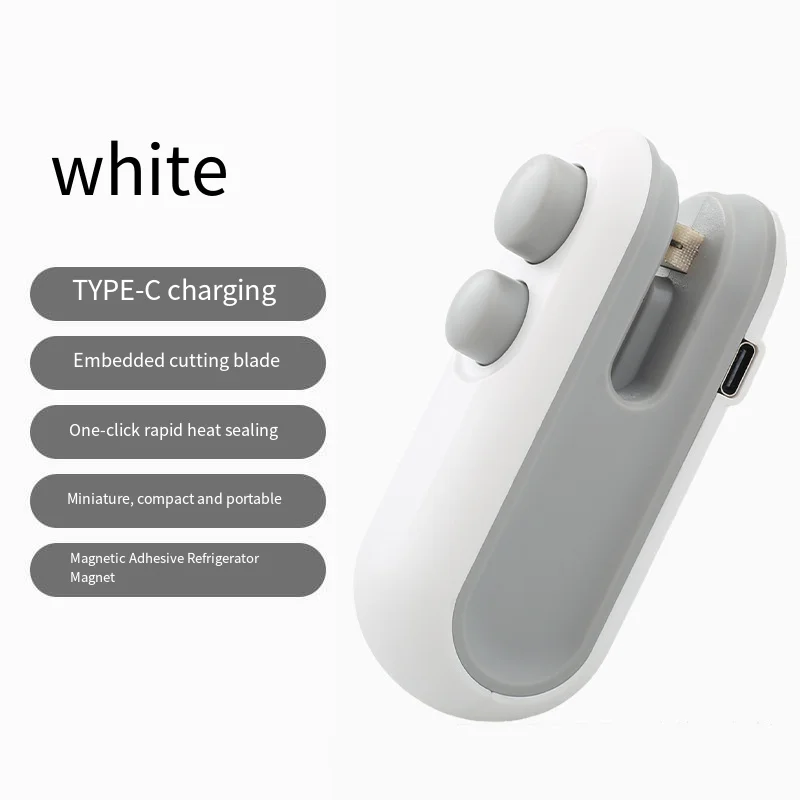 เครื่องซีลถุงขนาดเล็กแบบพกพา ชาร์จผ่าน USB เครื่องซีลความร้อนสำหรับถุงเก็บของ ถุงพลาสติก ถุงอาหาร คลิปหนีบถุง เครื่องซีลอาหารแบบมือถือ