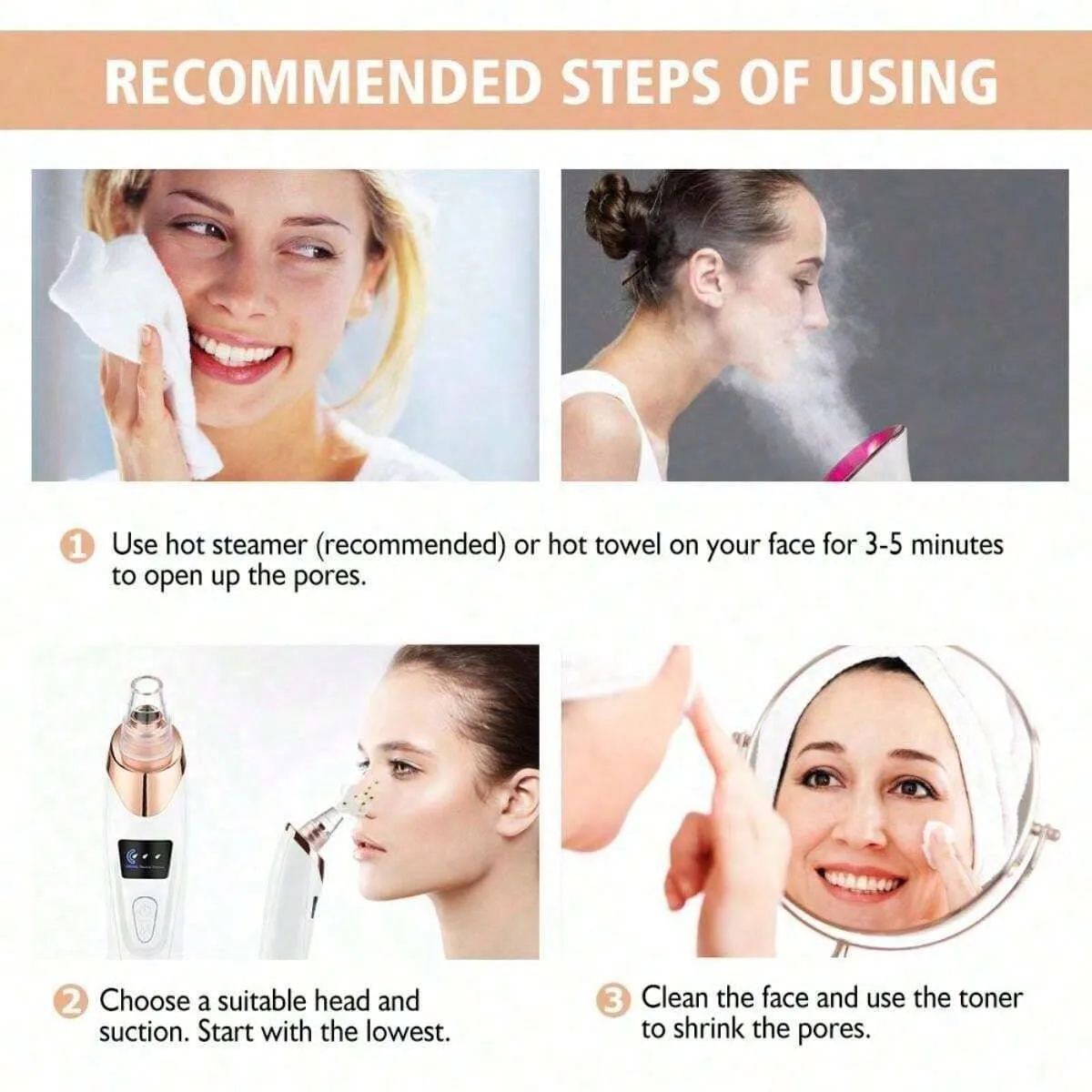 5 พลังดูด Blackhead Remover Pore สูญญากาศ,ผู้หญิง Blackhead Remover Pore สูญญากาศ,FacialPoreCleaner ชุดสําหรับผู้ใหญ่ ExtractorTool