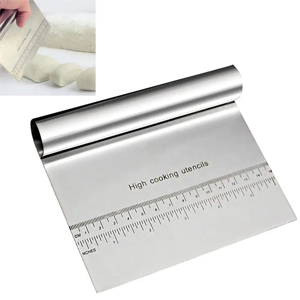 Edelstahl Teig Gebäck Schaber Pizza Cutter Chopper mit Messskala Mehrzweck Kuchen Brot Separator Skala Messer