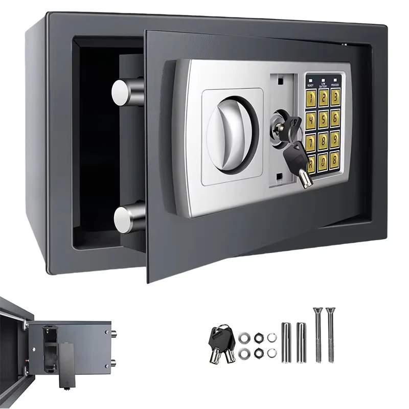 BRlEFNESs Dual Key Digital ock Heavy Duty Steel Anti-Diefstal Safe voor zakelijke sieraden, camera, bestandsopslag en contant geld