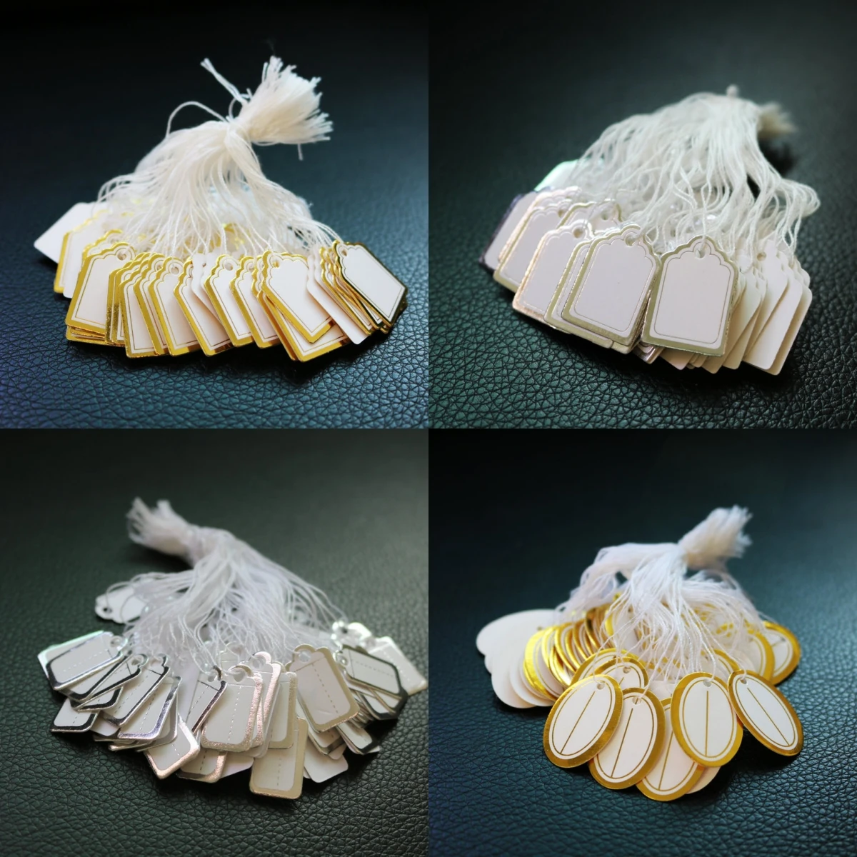 100 stks/partij Sieraden Prijslabel met Katoenen String Commodity Prijskaartje Winkel Prijskaart DIY Goud Zilver Lege Prijs Display kaart