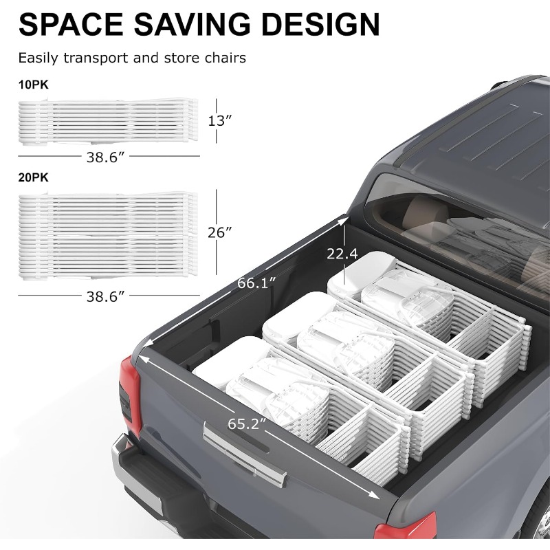 10 Pack White Folding Chairs, Plastic Folding Chair for Outside, Indoor Outdoor Portable Commercial Seat with Steel Frame