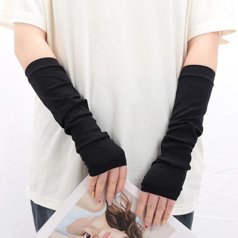 Nuevo gótico Lolita Anime sólido suave Rock Punk guantes JK niñas mitones Oversleeve hombres mujeres bloqueador solar manguito calentadores de brazo sin dedos