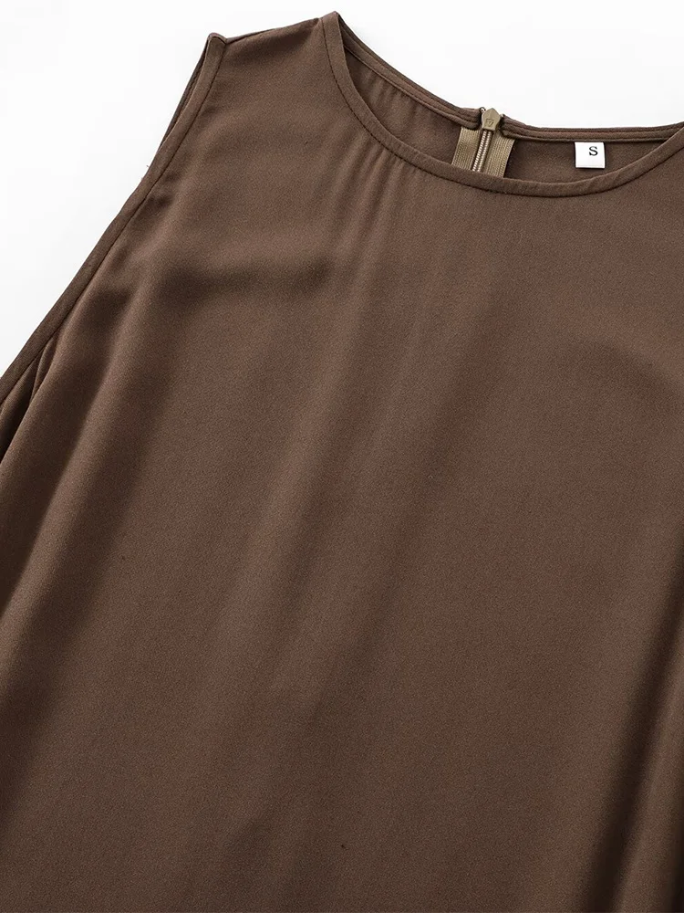 2024 Herbst und Winter Neuankömmlinge Damen einfache lose Rundhals ausschnitt ärmellose Weste Langrock Midi kleid