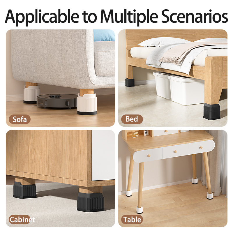 Adjustable Height Furniture Risers - High Load - Bearing, Triple Anti - Slip for Sofa, Bed & Desk