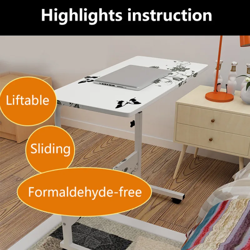 Home Mobile Simple Laptop Desk, Bedside Adjustable Height Computer Table, Fits Bed/Couch/Sofa, Ideal for Working/Studying
