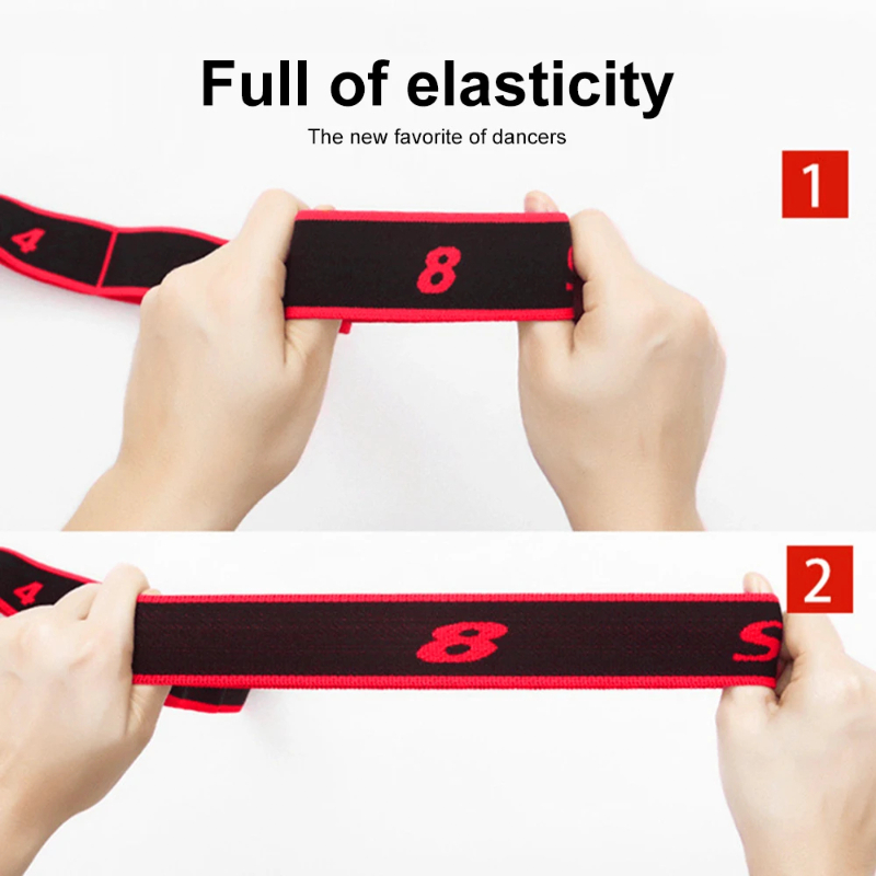8 Section Style Dance Resistance Band Yoga Stretching Pilates Fitness Digital Elasticity Elastic Stretch Training Tension Belt