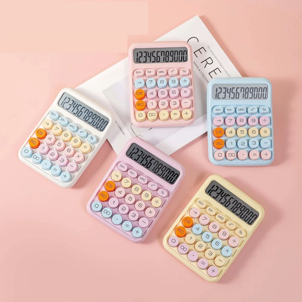 1pc candy color calculator, with large LCD screen, calculator button, calculator office or school, flexible keyboard calculator