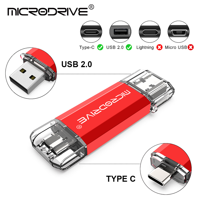 Clé USB Pendrive Type C OTG 128GB 64GB 32GB 16GB 8GB 4GB clé USB 2.0 clé USB haute vitesse pour appareil type-c