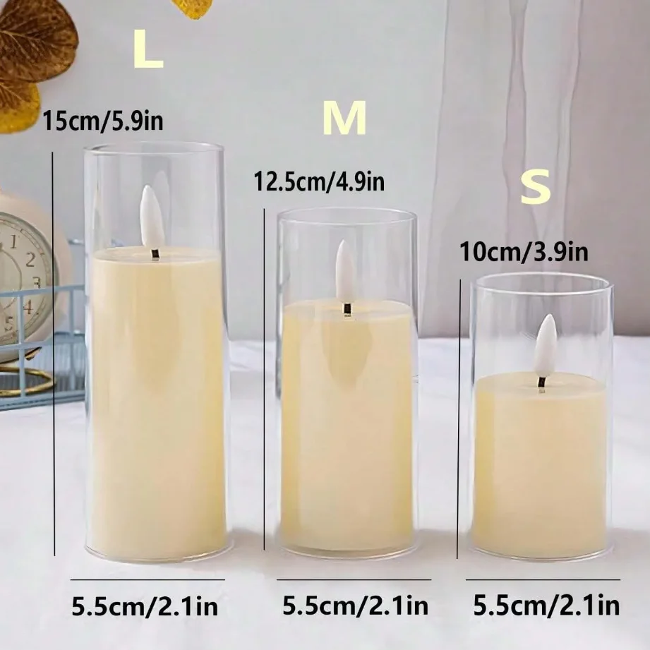 1/3/9Pcs Led Flammenlose Elektrische Kerzen Lampe Acryl Glas Batterie Flackern Gefälschte Teelicht Kerze Groß für hochzeit Weihnachten