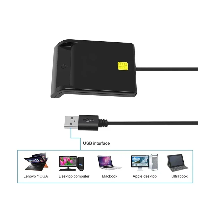 Lecteur de carte à puce USB pour carte bancaire IC/ID EMV, dispositif de lecture et d'écriture de haute qualité pour Windows 7 8 10 Linux OS USB-CCID ISO 7816, nouveau