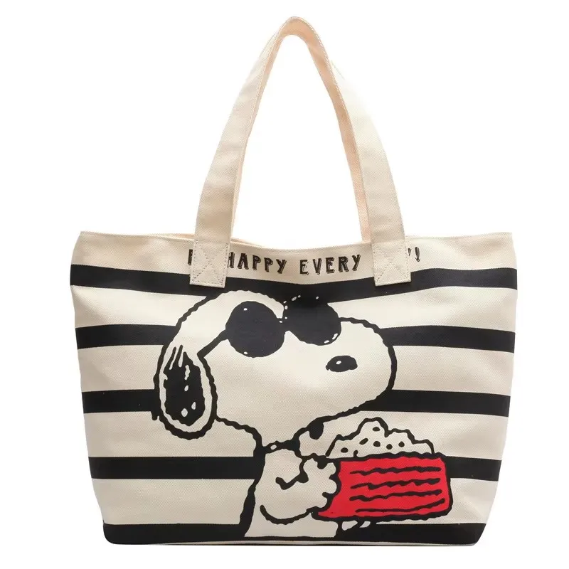 MINISO Snoopy Cute Print Tote bag, borsa a tracolla, borsa da scuola per studenti, borsa tote, borsa fasciatoio, borsa shopping