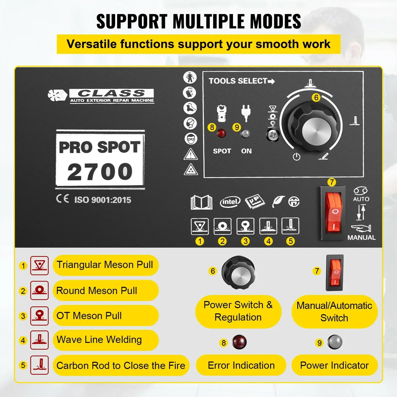 VEVOR-Machine de soudage par points, Soudeuse par points, Spotter, 3500A, Dean Spot 2700, Machine de débosselage, Extracteur de points de panneau de véhicule