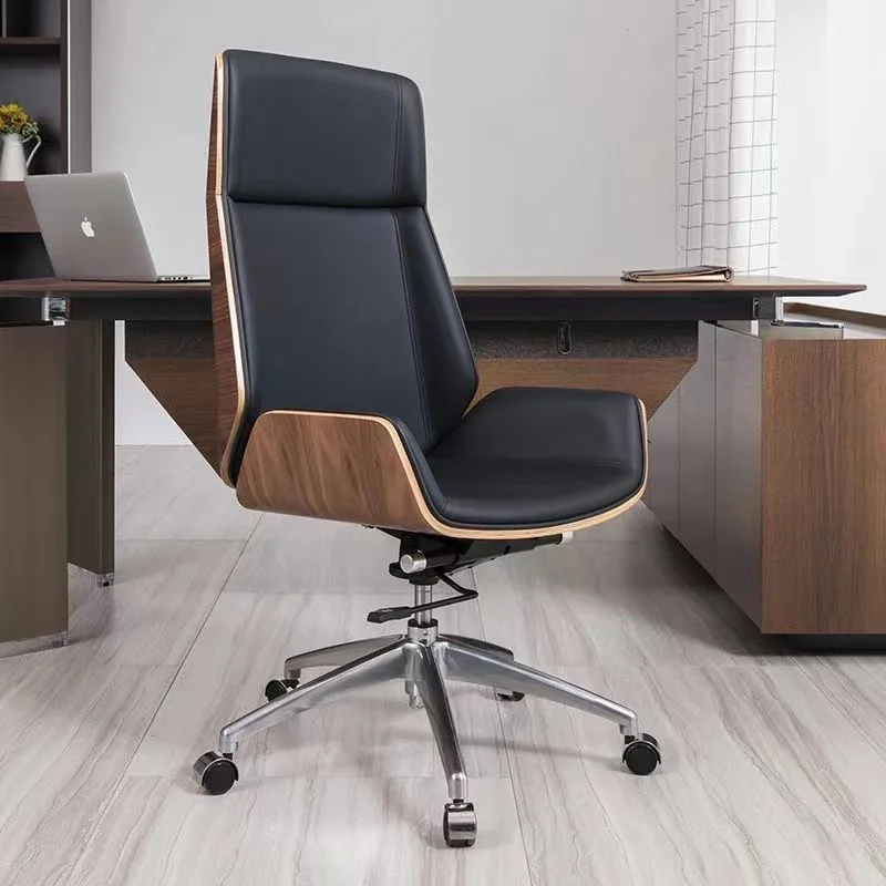 Highback Plywood Leather Office Chair – Ergonomic Design Soft Leather Upholstery Durable Construction for Long Hours of Sitting