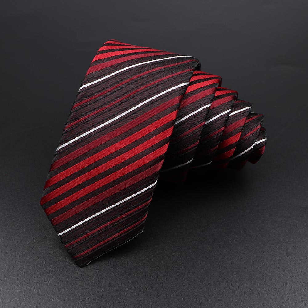 Cravate classique à rayures fines pour hommes, rouge, bleu marine, tissée en Jacquard, à carreaux solides, à pois, usage quotidien, cadeau de fête de mariage